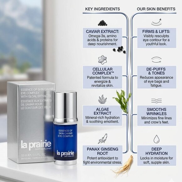 La Prairie Essence of Caviar Eye Complex 0.5oz 15ml Luxury Anti-Aging Eye Cream - Picture 4 of 5